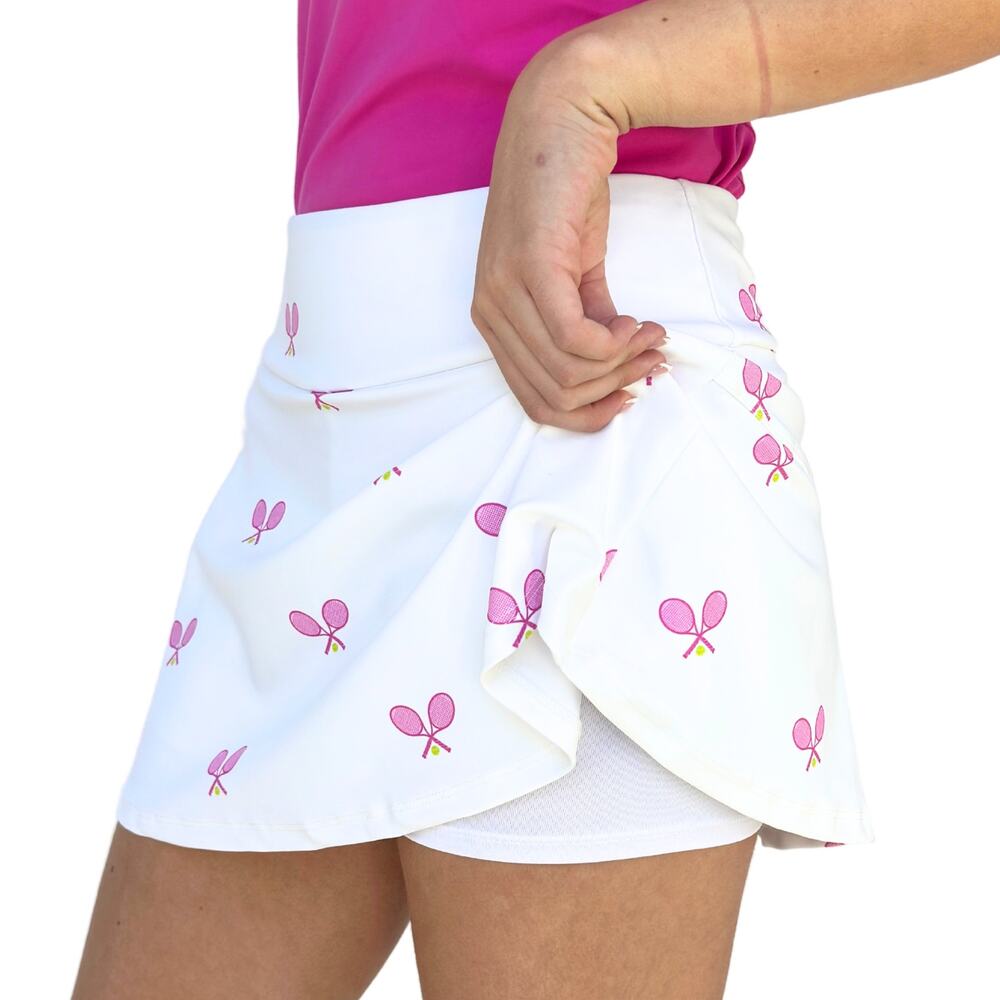 Lilly Pulitzer The Perfect Vintage Tennis Skirt Embroidered Pink Racquets Sz 4P - Picture 2 of 11